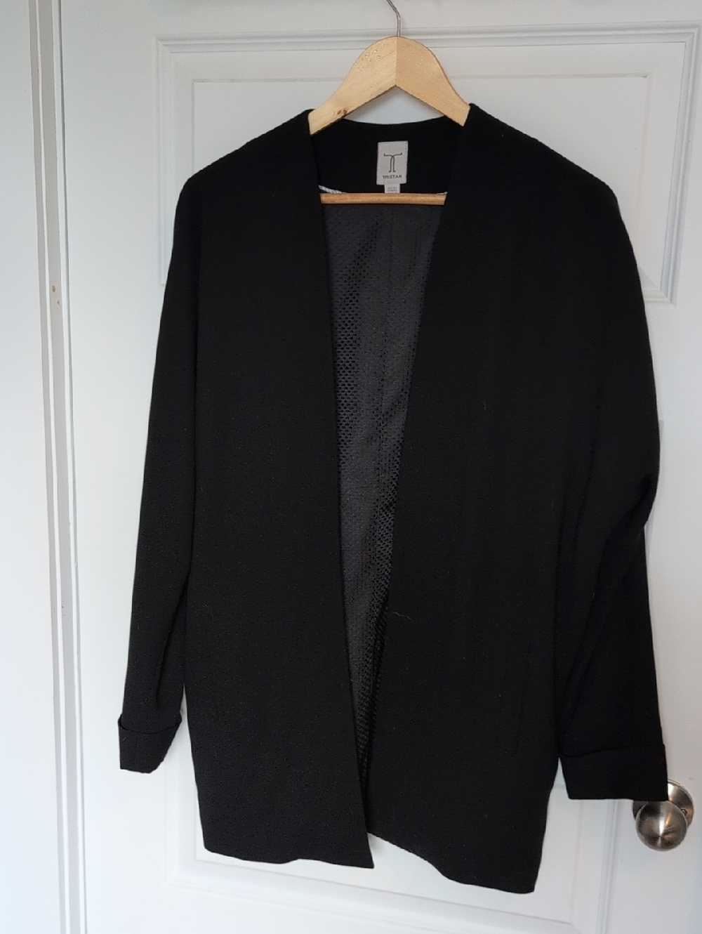 Tristan Oversized Black Open-Front Blazer